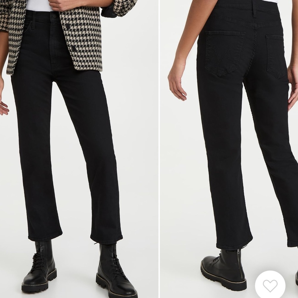 Mother High-waisted Rider ankle jeans in black